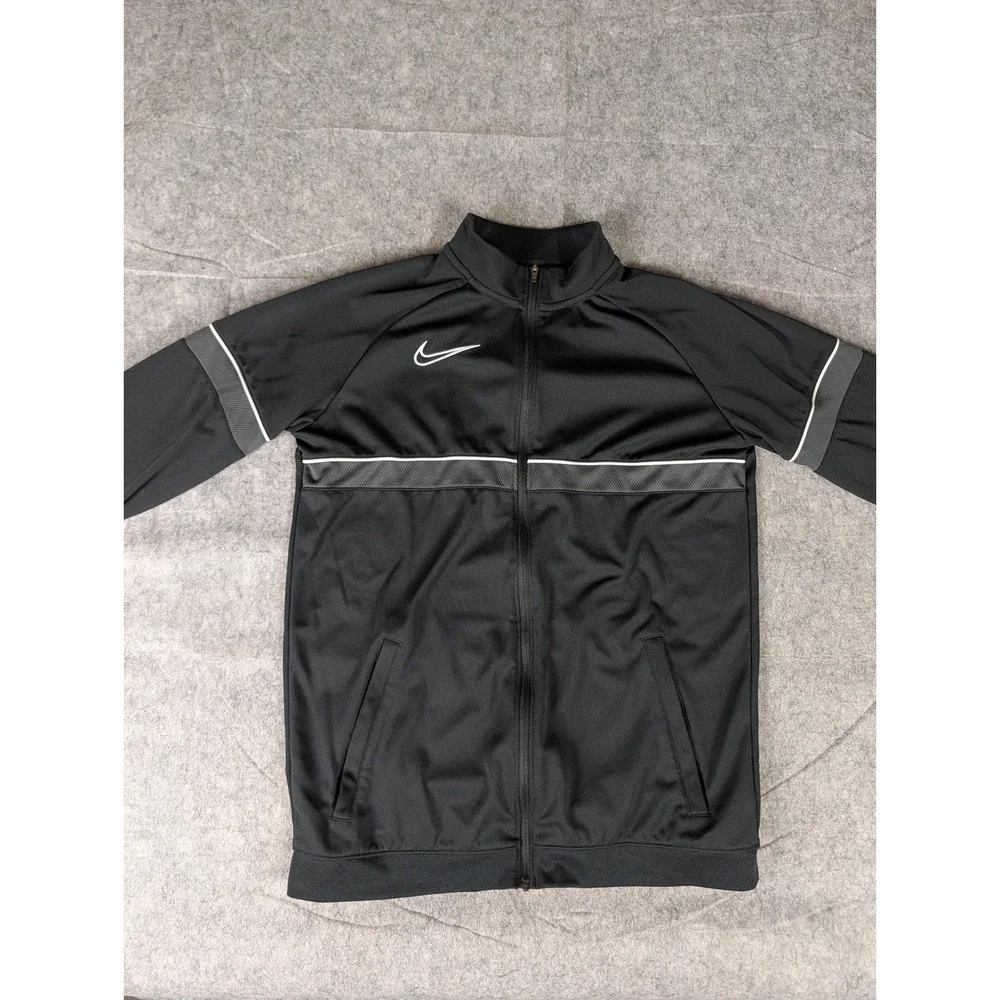 Nike Kids Dri-FIT Soccer Track Jacket Black Full Zip Athletic Warm Up CW6131-010